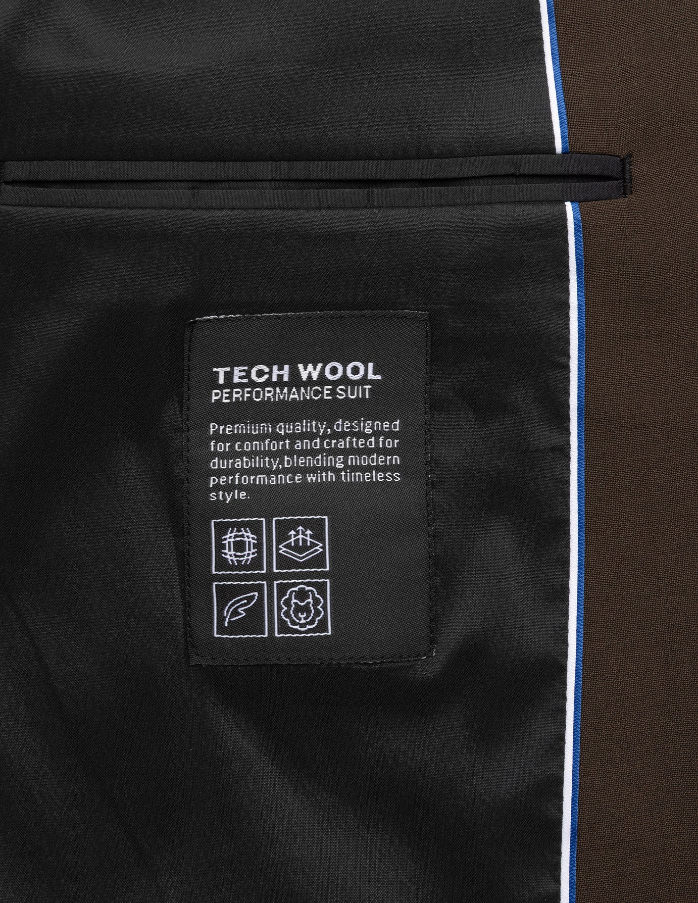 Tech Wool Blazer Dark Cocoa Brown Slim